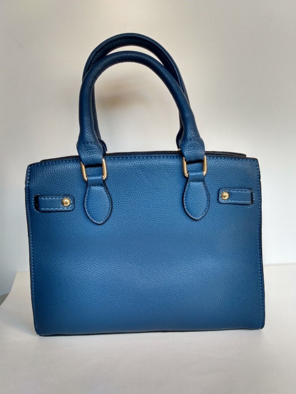 Blue PU Faux Leather Handbag Purse Crossbody Satchel NWOT Tote Handles Bag New